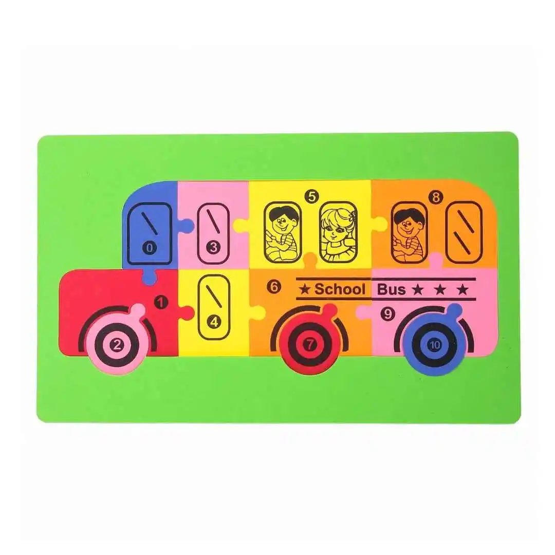 School Bus Puzzle for Kids. Learn & Play Numbers with Eva Foam School Puzzle, Multicolor.