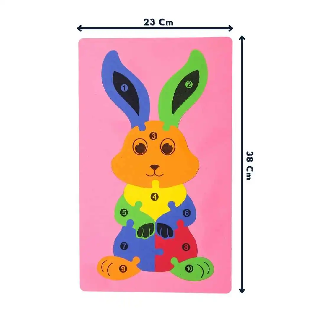 Toyz Villa Rabbit School Puzzle for Kids. Learn & Play Numbers with Eva Foam School Puzzle, Multicolor.