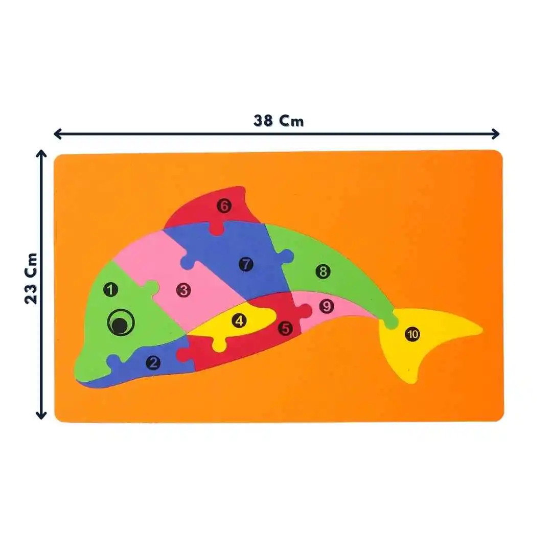 Dolphin School Puzzle for Kids. Learn & Play Numbers with Eva Foam School Puzzle, Multicolor.
