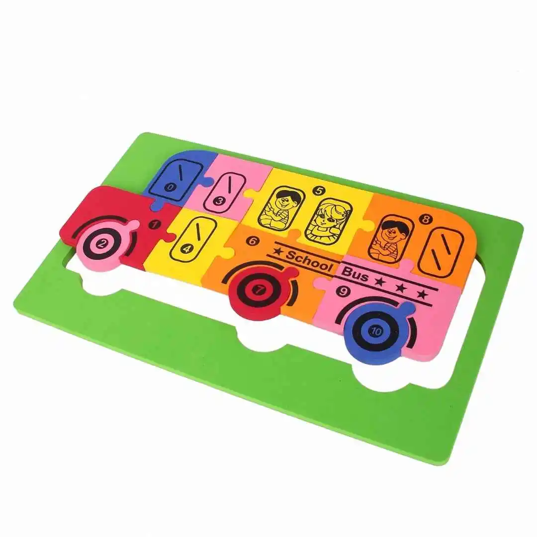 Toyz Villa School Bus Puzzle for Kids. Learn & Play Numbers with Eva Foam School Puzzle, Multicolor.