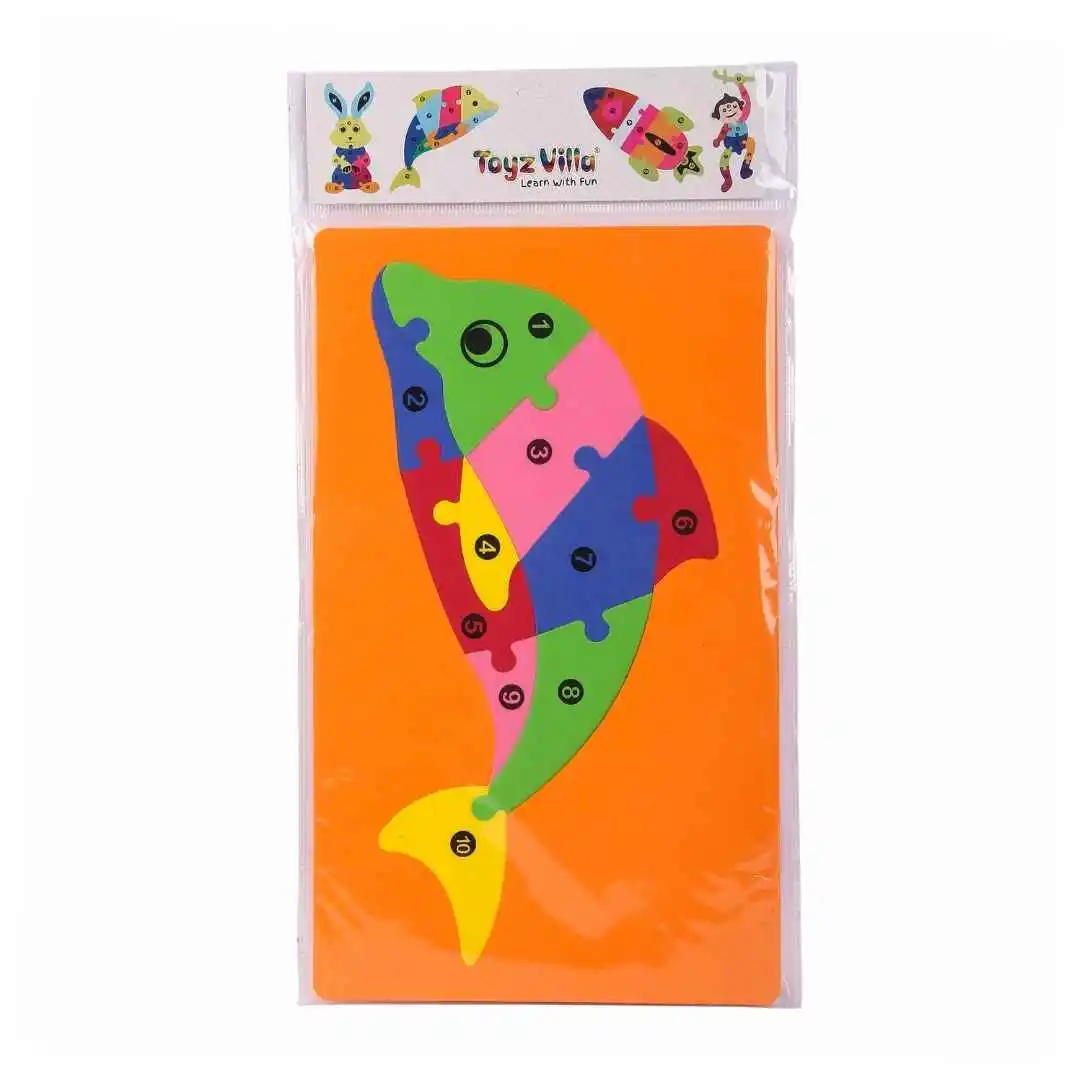 Dolphin School Puzzle for Kids. Learn & Play Numbers with Eva Foam School Puzzle, Multicolor.